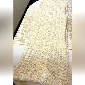 Ladies Hand Made Knitted Scarf Winter Warm Scarf Wool Stunning Ivory 78”x12,5”